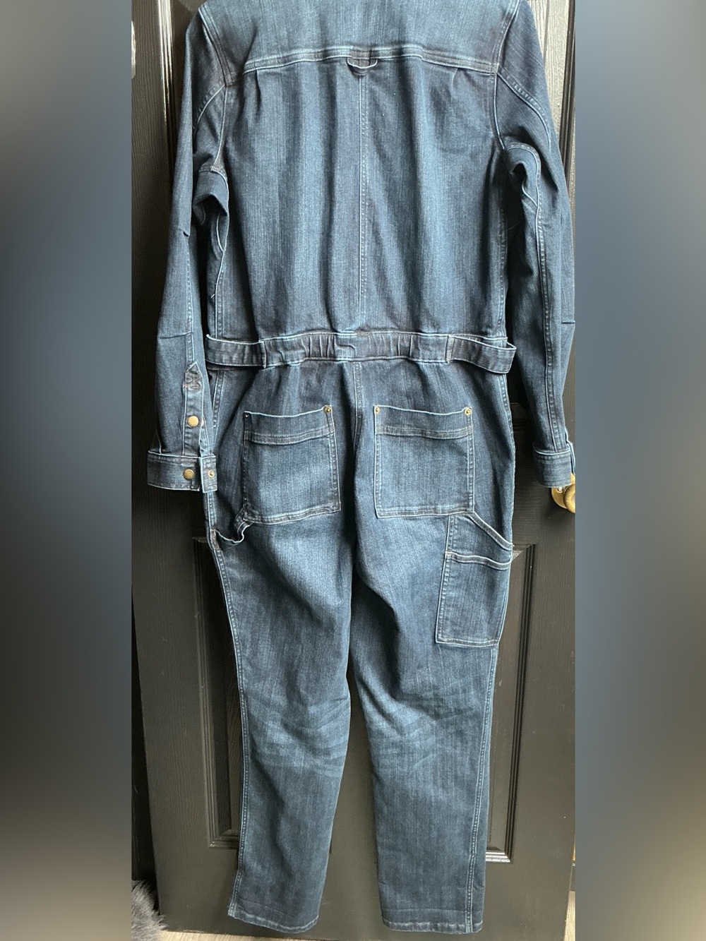 Women’s Blue Denim Workwear Jumpsuit - Classic Utility Style - Picture 6 of 14